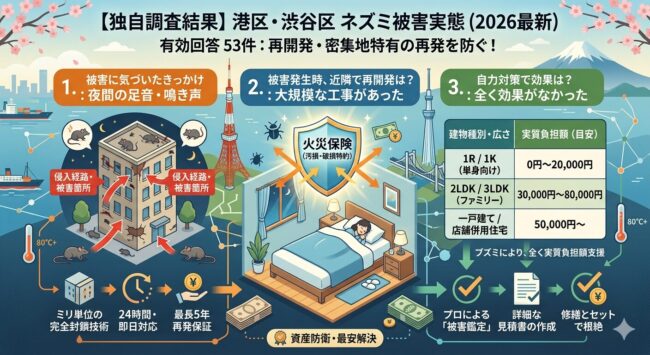 独自調査結果（有効53件）：港区・渋谷区のネズミ被害実態