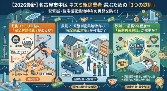 名古屋市中区でネズミの駆除業者の選び方3つの鉄則