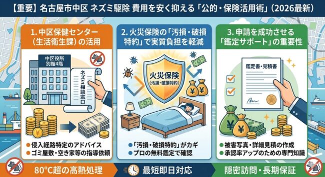名古屋市中区でネズミ駆除費用を安く抑える公的・保険活用術