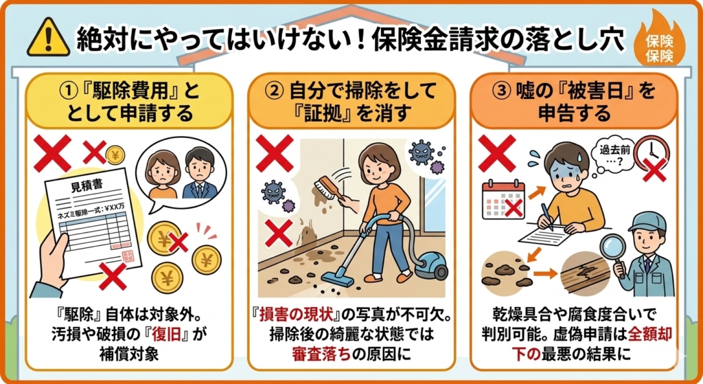 ネズミの保険金請求でしてはいけないこと