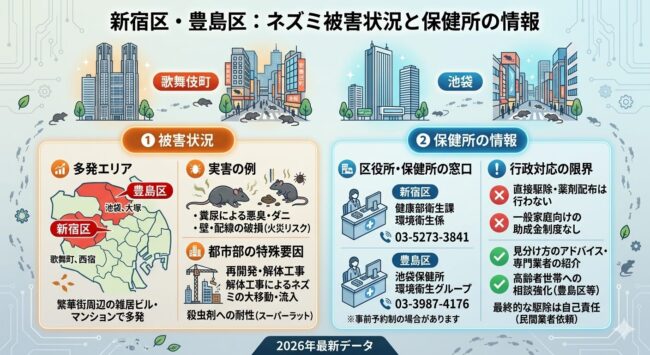 新宿区・豊島区のネズミの被害状況と保健所の情報