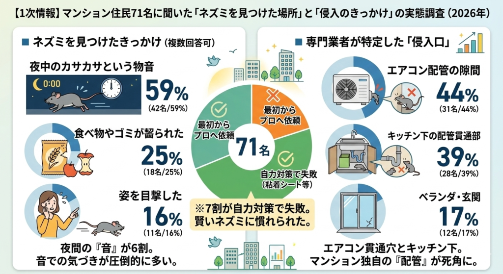 独自調査：マンション住民71名に聞いたネズミを見つけた場所と侵入のきっかけ