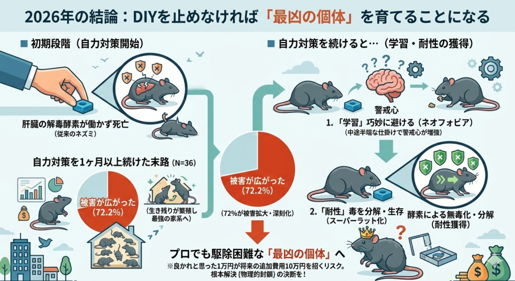 ネズミの自力駆除で最強の個体を作る