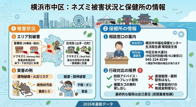 横浜市中区のネズミの被害状況と保健所の情報