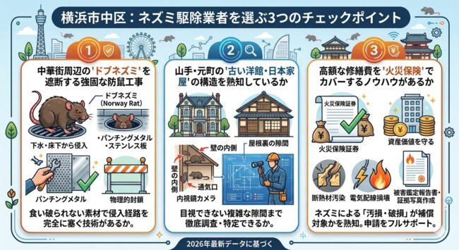 横浜市中区でネズミ駆除業者を選ぶ3つのチェックポイント