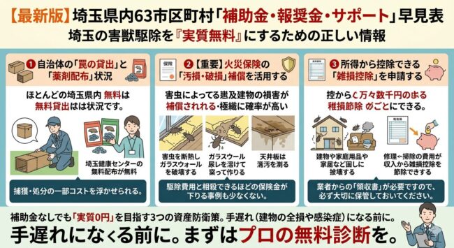 【最新版】埼玉県内63市区町村「補助金・報奨金・サポート」早見表