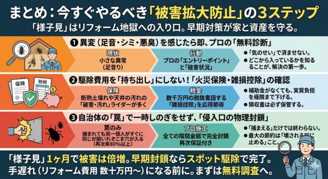 まとめ：今すぐやるべき「被害拡大防止」の3ステップ
