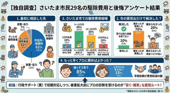 【独自調査】さいたま市民29名の駆除費用と後悔アンケート結果