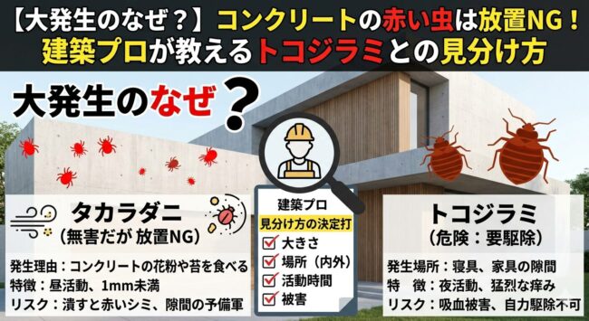 【大発生のなぜ？】コンクリートの赤い虫は放置NG！建築プロが教えるトコジラミとの見分け方
