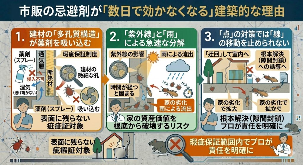 タカラダニには数日で忌避剤が効かなくなる