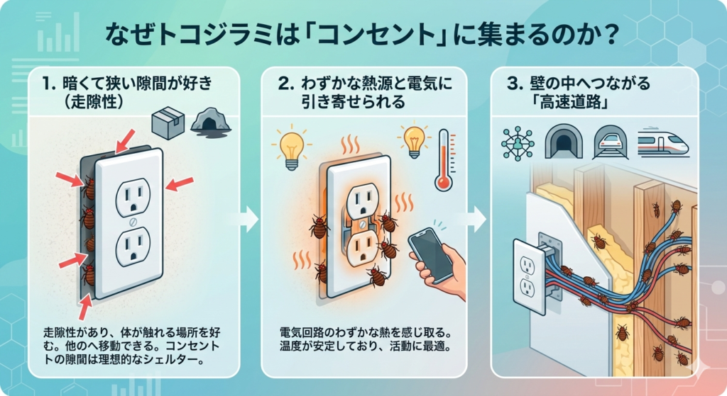 トコジラミ　コンセント　集まる理由