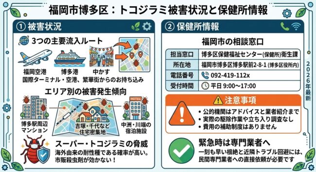 福岡市博多区のトコジラミの被害状況と保健所の情報