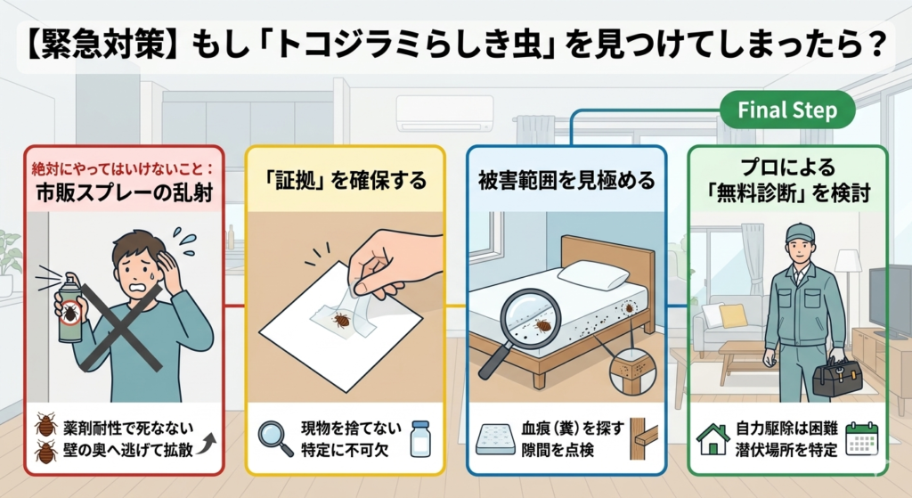 もしトコジラミらしき虫を見つけてしまったらすべきこと