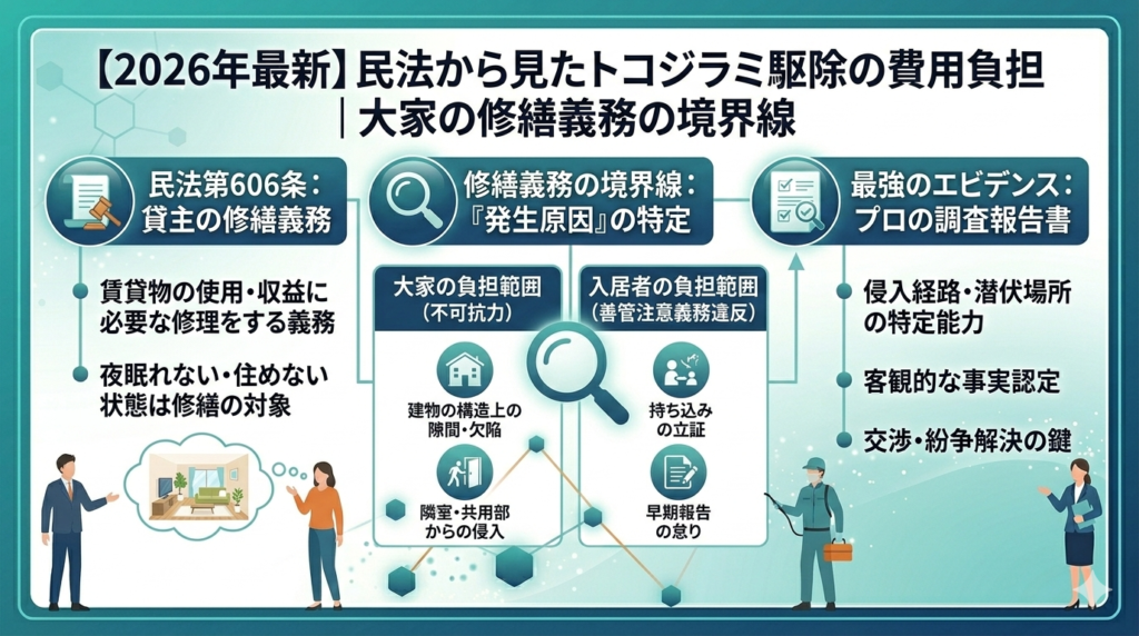 民法 トコジラミ駆除 費用負担 大家 修繕義務