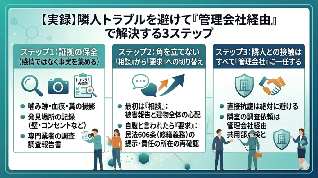 隣人トラブル 管理会社経由 解決3ステップ