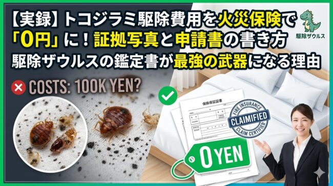 【実録】トコジラミ駆除費用を火災保険で「0円」にした証拠写真と申請書の書き方｜駆除ザウルスの鑑定書が最強の武器になる理由