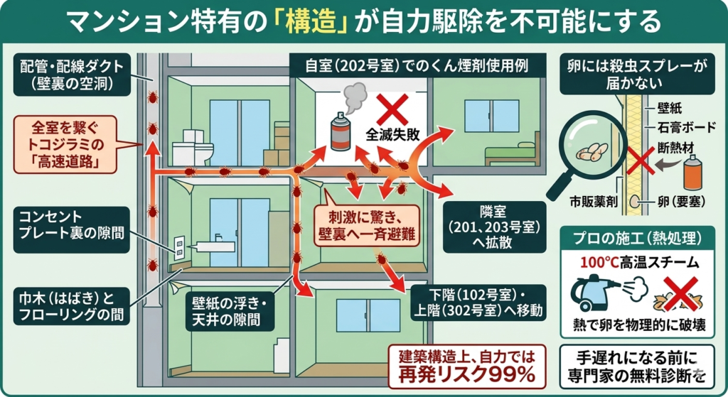 トコジラミ自力駆除不可能な構造