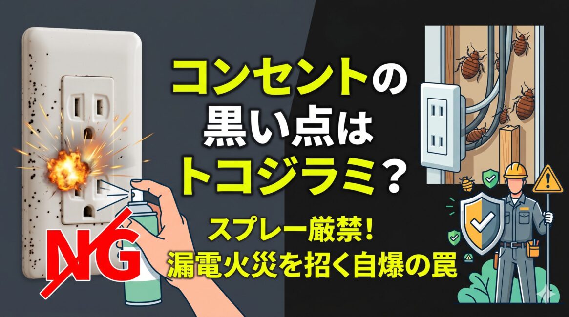 【大工が警告】コンセント周りの黒い点はトコジラミ？スプレー噴射が漏電火災を招く自爆の罠