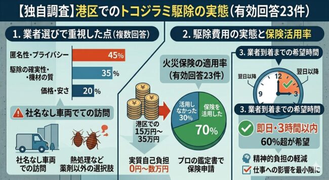 【独自調査】港区でのトコジラミ駆除の実態（有効回答23件）