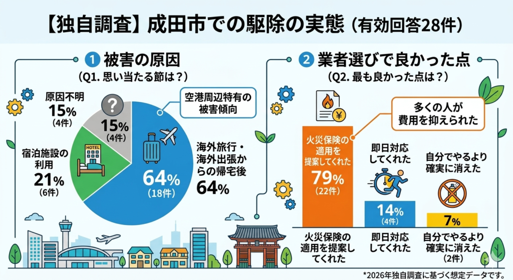 【独自調査】成田市でのトコジラミの駆除の実態(有効回答28件)