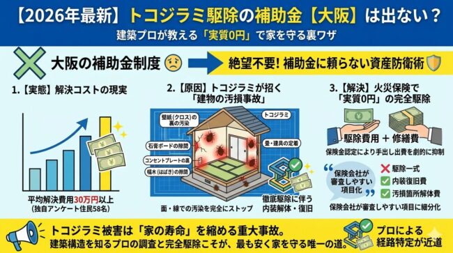 【2026最新】トコジラミ駆除の補助金【大阪】は出ない？建築プロが教える「実質0円」で家を守る裏ワザ