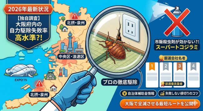 【2026最新】大阪府のトコジラミ駆除おすすめ業者4選｜万博後の被害状況と自治体補助金の実態
