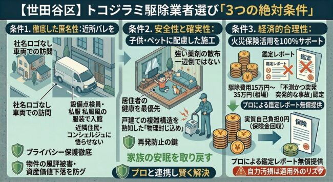 世田谷区で選ぶべきトコジラミ駆除業者の3つの絶対条件