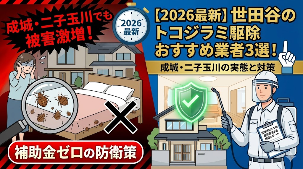 【2026最新】世田谷のトコジラミ駆除おすすめ業者3選！成城・二子玉川の被害実態と補助金ゼロの防衛策