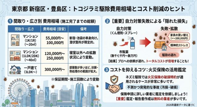 新宿区・豊島区のトコジラミ駆除費用相場
