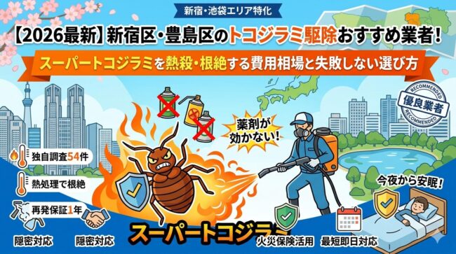 【2026最新】新宿区・豊島区のトコジラミ駆除おすすめ業者！スーパートコジラミを熱殺・根絶する費用相場と失敗しない選び方