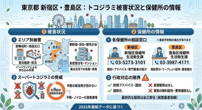 新宿区・豊島区のトコジラミの被害状況と保健所の情報