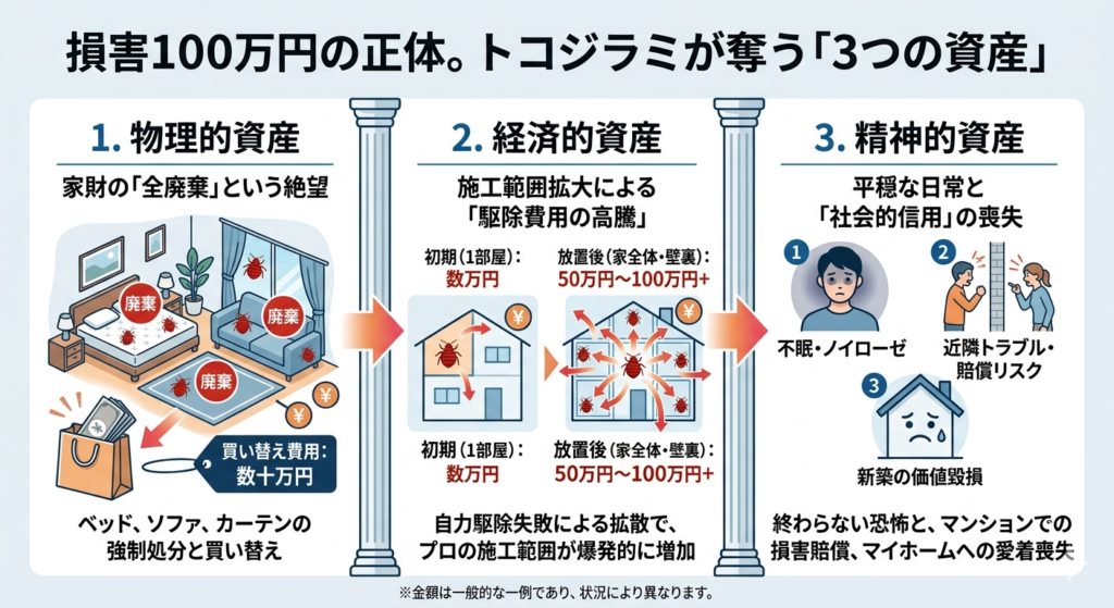 損害100万円の正体トコジラミが奪う3つの資産