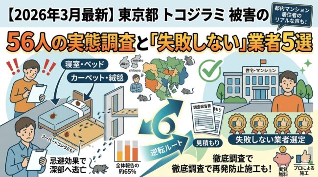 東京都のトコジラミ被害は現在どうなっている？56人の実態調査と失敗しない業者5選