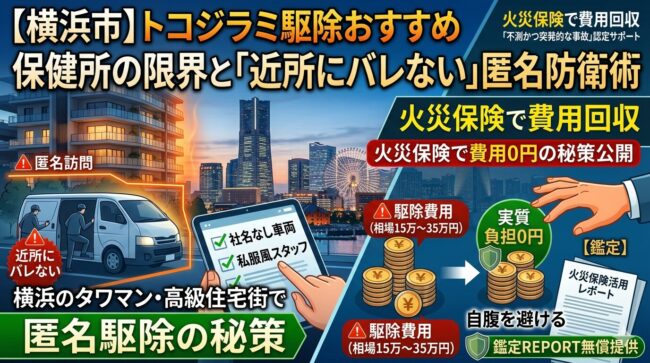 【2026最新】横浜市のトコジラミ駆除おすすめ!保健所の限界と「近所にバレない」匿名防衛術|火災保険で費用0円の秘策