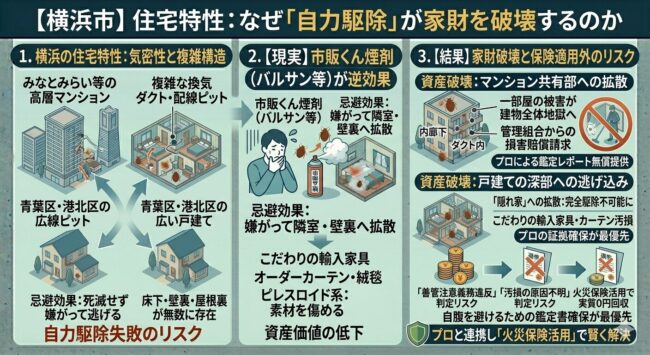 横浜の住宅特性:なぜ自力駆除が家財を破壊するのか