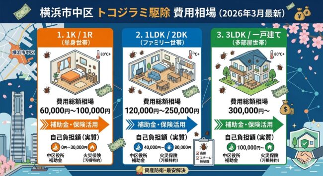 横浜市中区の駆除費用相場（補助金適用前・適用後）