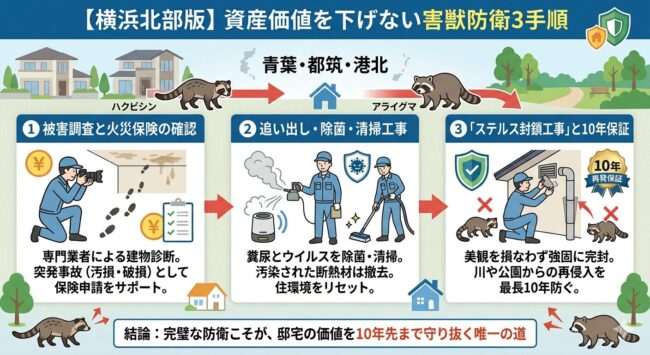 資産価値を下げない横浜北部版害獣防衛3手順