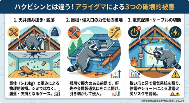 ハクビシンとは違う！アライグマによる3つの破壊的被害とは