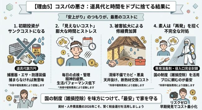 自力駆除の難しさ:コスパの悪さ