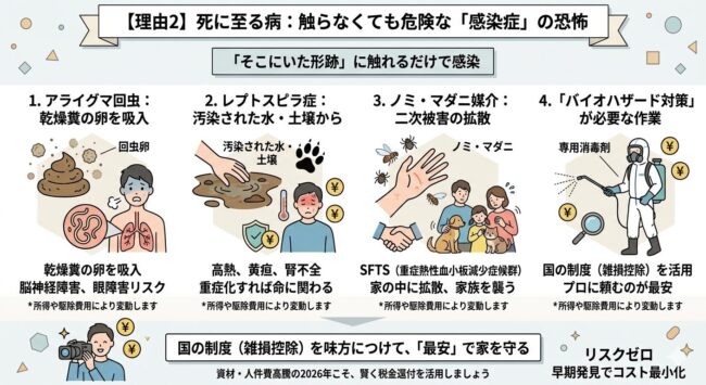 自力駆除の難しさ:死に至る病:触らなくても危険な感染症