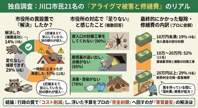 独自調査：川口市民21名のアライグマ被害と修繕費の調査結果