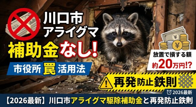 【2026最新】川口市のアライグマ駆除に補助金はある？市役所の「捕獲器貸出」活用法と、放置で20万損しないための鉄則