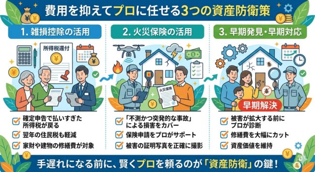 費用を抑えてプロに任せる3つの資産防衛策