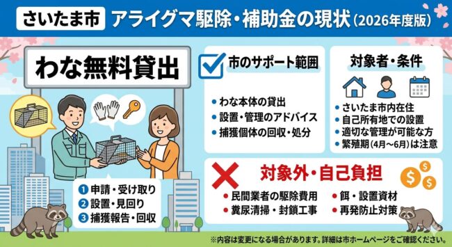 さいたま市のアライグマ駆除・補助金の現状(2026年度)