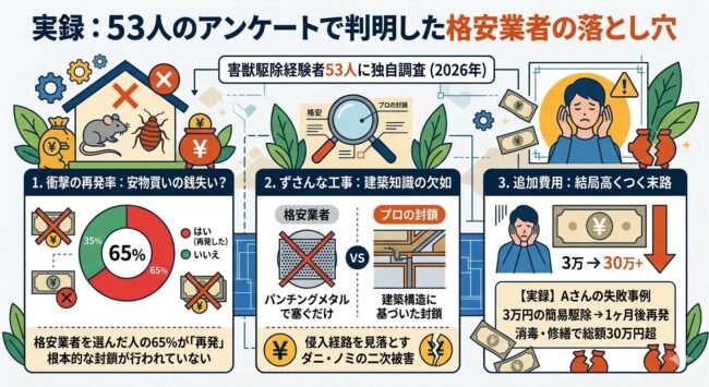 実録：53人のアンケートで判明した格安業者の落とし穴