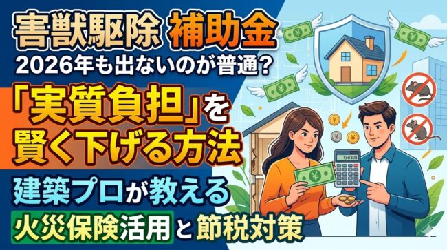 害獣駆除の補助金は2026年も出ないのが普通？建築プロが教える「火災保険」と「節税」で実質負担を下げる方法