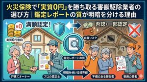 火災保険で「実質0円」を勝ち取る害獣駆除業者の選び方｜鑑定レポートの質が明暗を分ける理由