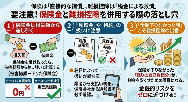 要注意!保険金と雑損控除を併用する際の落とし穴