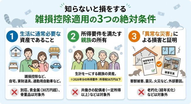 知らないと損をする雑損控除適用の3つの絶対条件