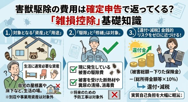 害獣駆除の費用は確定申告で返ってくる?雑損控除の基礎知識